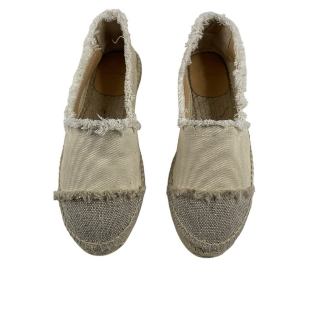 Castaner Kampala Frayed Canvas Cap-Toe Espadrilles, Ivory, Women's 37